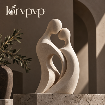 lorvpvp™ Abstract Couple Sculpture, Intertwined Figurine with Matte Ivory Finish for Modern Shelves, Coffee Tables and Romantic Home Decor