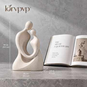 lorvpvp™ Abstract Couple Sculpture, Intertwined Figurine with Matte Ivory Finish for Modern Shelves, Coffee Tables and Romantic Home Decor
