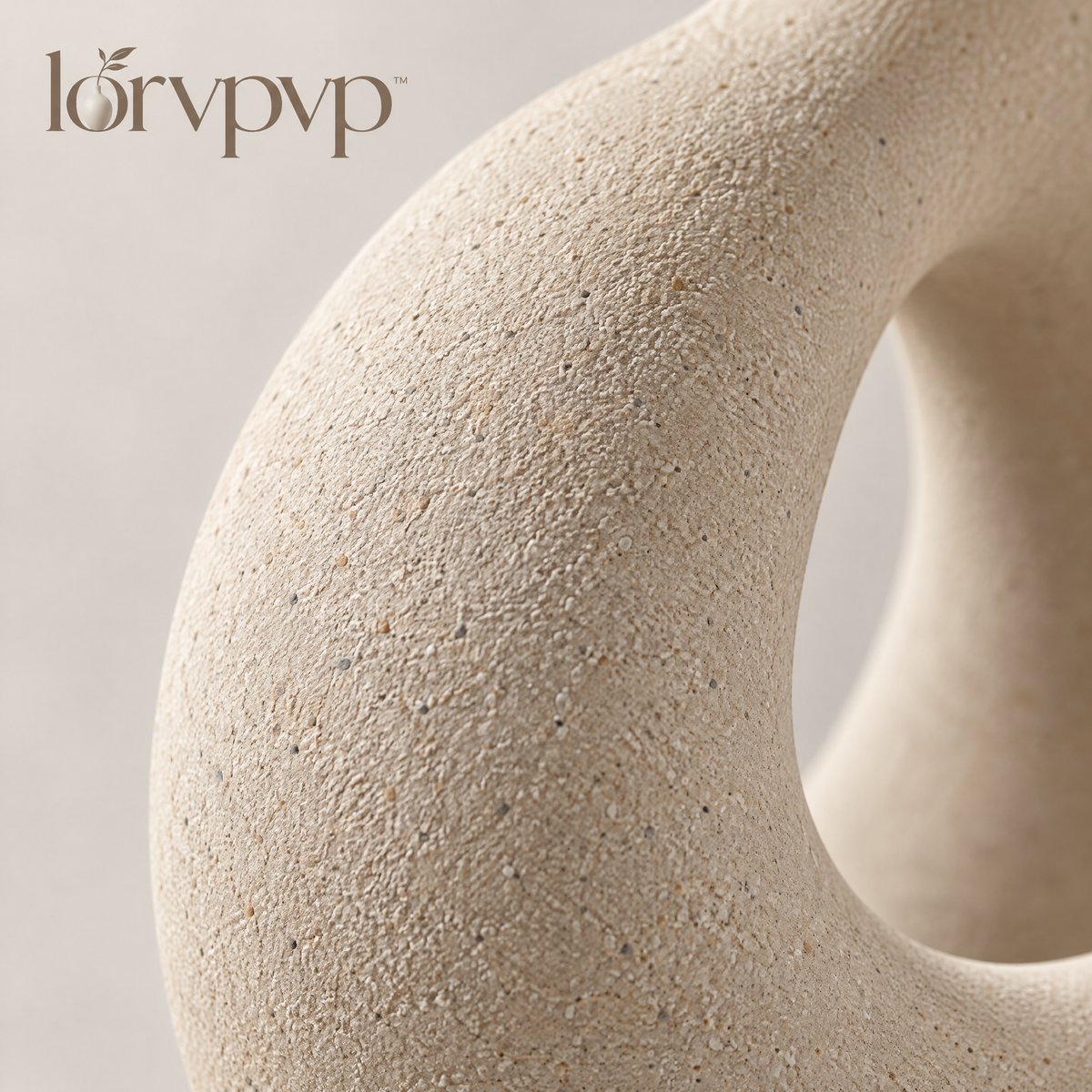 lorvpvp™ Geometric Loop Sculpture with Sand-Textured Matte Finish, Modern Abstract Statue for Bookshelves, Consoles and Coffee Tables