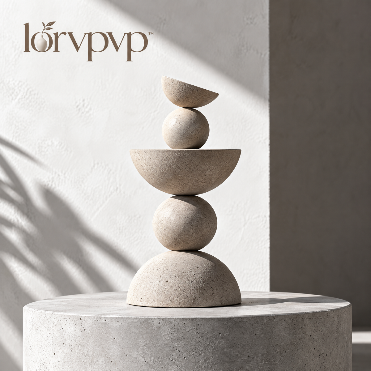lorvpvp™ Stacked Geometric Sculpture with Matte Stone-Look Finish, Modern Decorative Accent for Coffee Tables, Consoles and Bookshelves