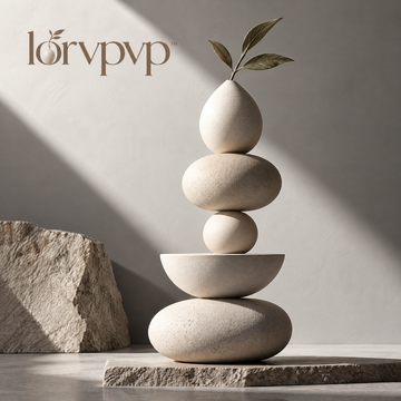 lorvpvp™ Stacked Geometric Sculpture with Matte Stone-Look Finish, Modern Decorative Accent for Coffee Tables, Consoles and Bookshelves