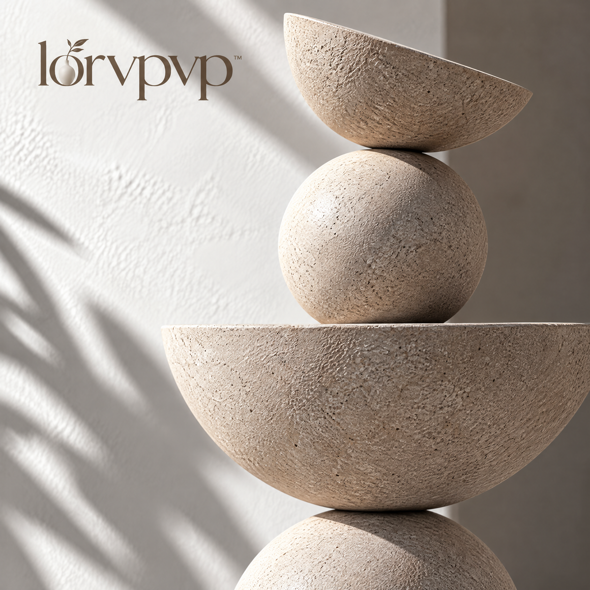 lorvpvp™ Stacked Geometric Sculpture with Matte Stone-Look Finish, Modern Decorative Accent for Coffee Tables, Consoles and Bookshelves