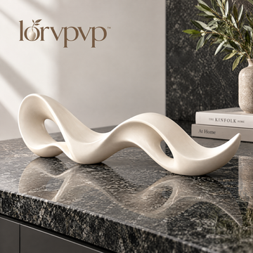 lorvpvp™ Abstract Wave Sculpture with Flowing Curves, Modern Ceramic Tabletop Decor for Coffee Tables, Console Tables and Wide Shelves