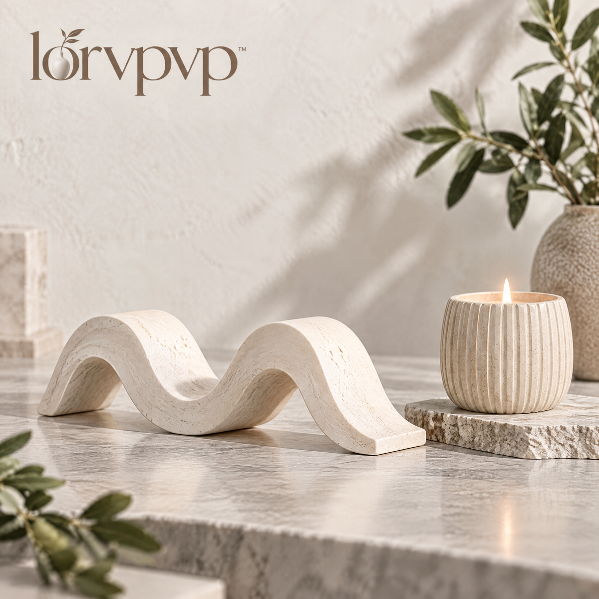 lorvpvp™ Abstract Wave Sculpture with Flowing Curves, Modern Ceramic Tabletop Decor for Coffee Tables, Console Tables and Wide Shelves