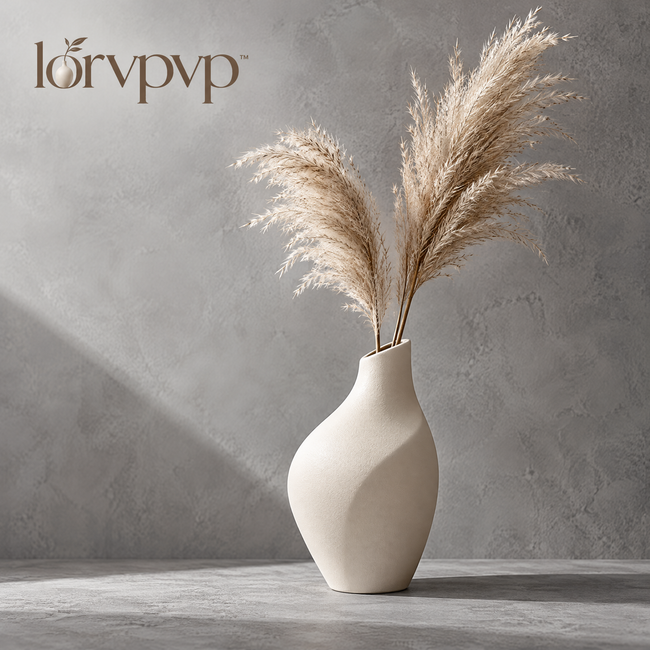 lorvpvp™ Sculptural Ceramic Vase with Organic Curved Shape, Modern Flower Vessel for Fresh Stems, Dried Botanicals, Consoles and Dining Tables