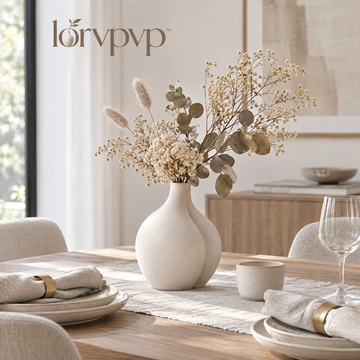lorvpvp™ Sculptural Ceramic Vase with Organic Curved Shape, Modern Flower Vessel for Fresh Stems, Dried Botanicals, Consoles and Dining Tables