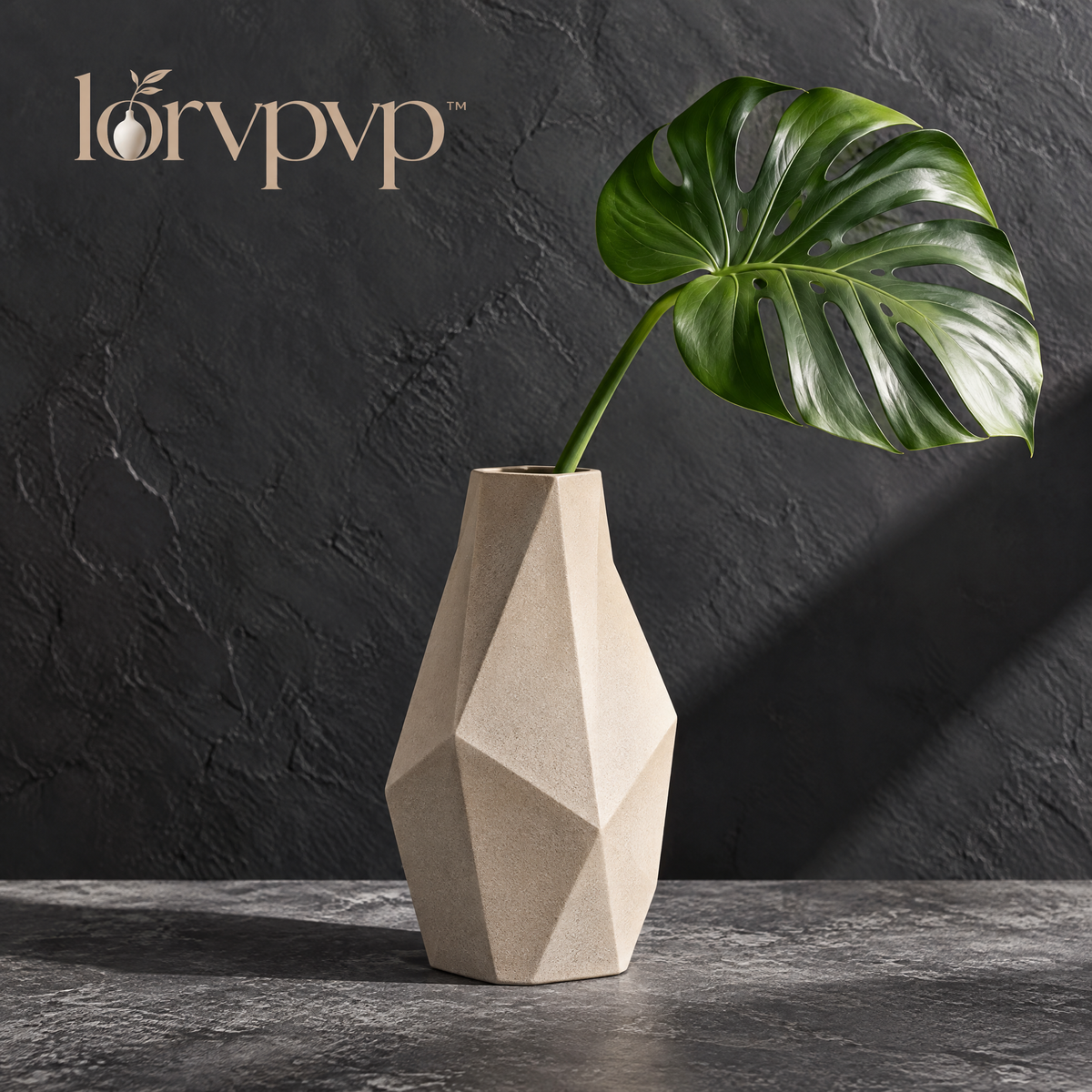 lorvpvp™ Faceted Ceramic Flower Vase with Geometric Body and Matte Finish, Modern Neutral Home Decor for Shelves and Tabletop Displays