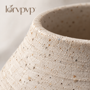 lorvpvp™ Textured Stoneware Ceramic Vase with Rounded Earth-Inspired Shape, Earth-Tone Decorative Vessel for Dried Flowers, Branches and Consoles