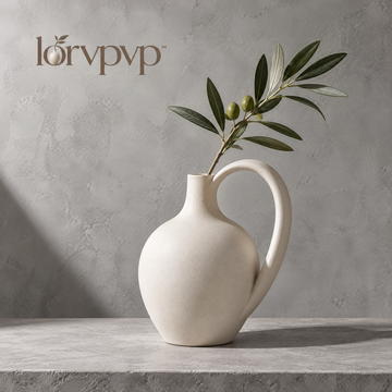 lorvpvp™ Ceramic Loop Handle Vase with Rounded Body and Matte Finish, Modern Sculptural Flower Decor for Shelves, Desks and Console Tables