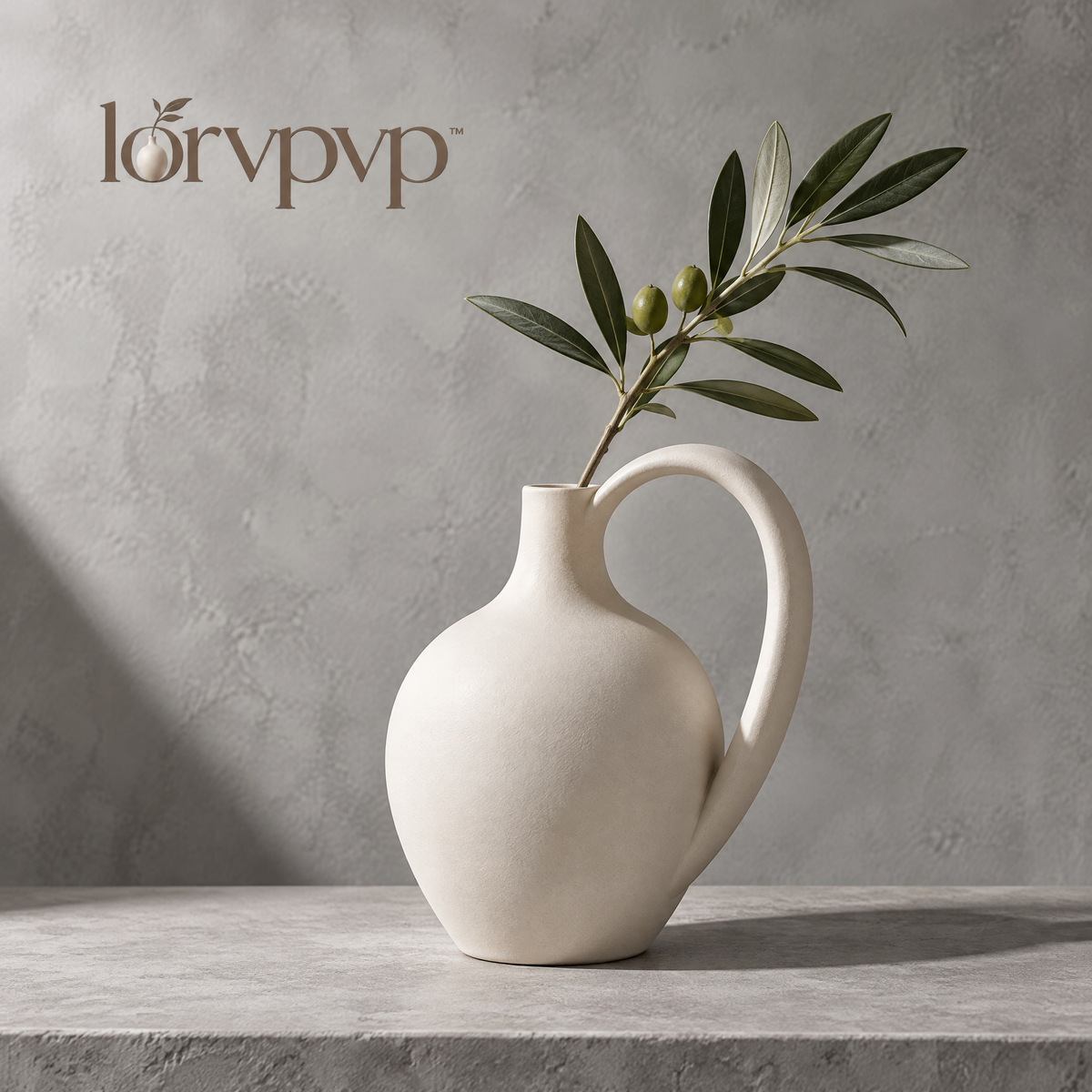 lorvpvp™ Ceramic Loop Handle Vase with Rounded Body and Matte Finish, Modern Sculptural Flower Decor for Shelves, Desks and Console Tables