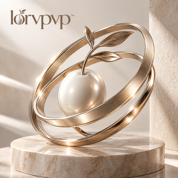 lorvpvp™ Geometric Orbit Sculpture with Antique Brass Finish and Layered Circular Forms, Modern Metal Accent for Office Desks, Consoles and Shelves