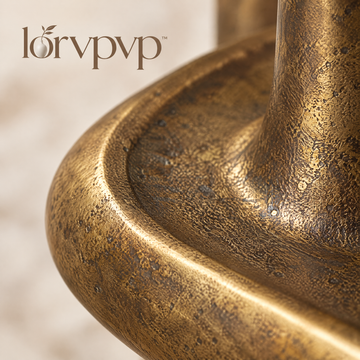 lorvpvp™ Geometric Orbit Sculpture with Antique Brass Finish and Layered Circular Forms, Modern Metal Accent for Office Desks, Consoles and Shelves