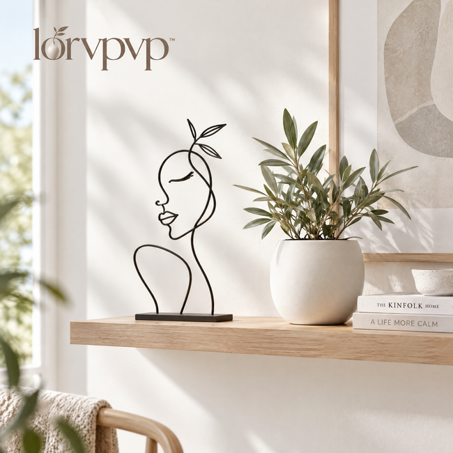 lorvpvp™ Abstract Metal Line Sculpture with Flowing Continuous-Line Design, Minimalist Desk and Shelf Decor for Contemporary Interiors