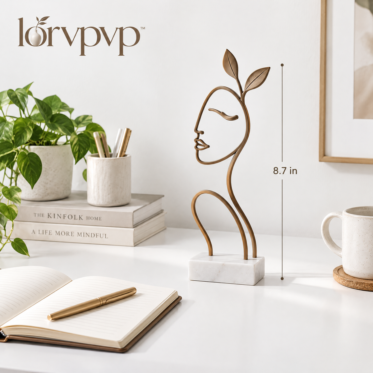 lorvpvp™ Abstract Metal Line Sculpture with Flowing Continuous-Line Design, Minimalist Desk and Shelf Decor for Contemporary Interiors