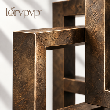 lorvpvp™ Architectural Metal Frame Sculpture with Deep Bronze Finish, Geometric Open-Frame Table Decor for Console Tables, Bookshelves and Offices